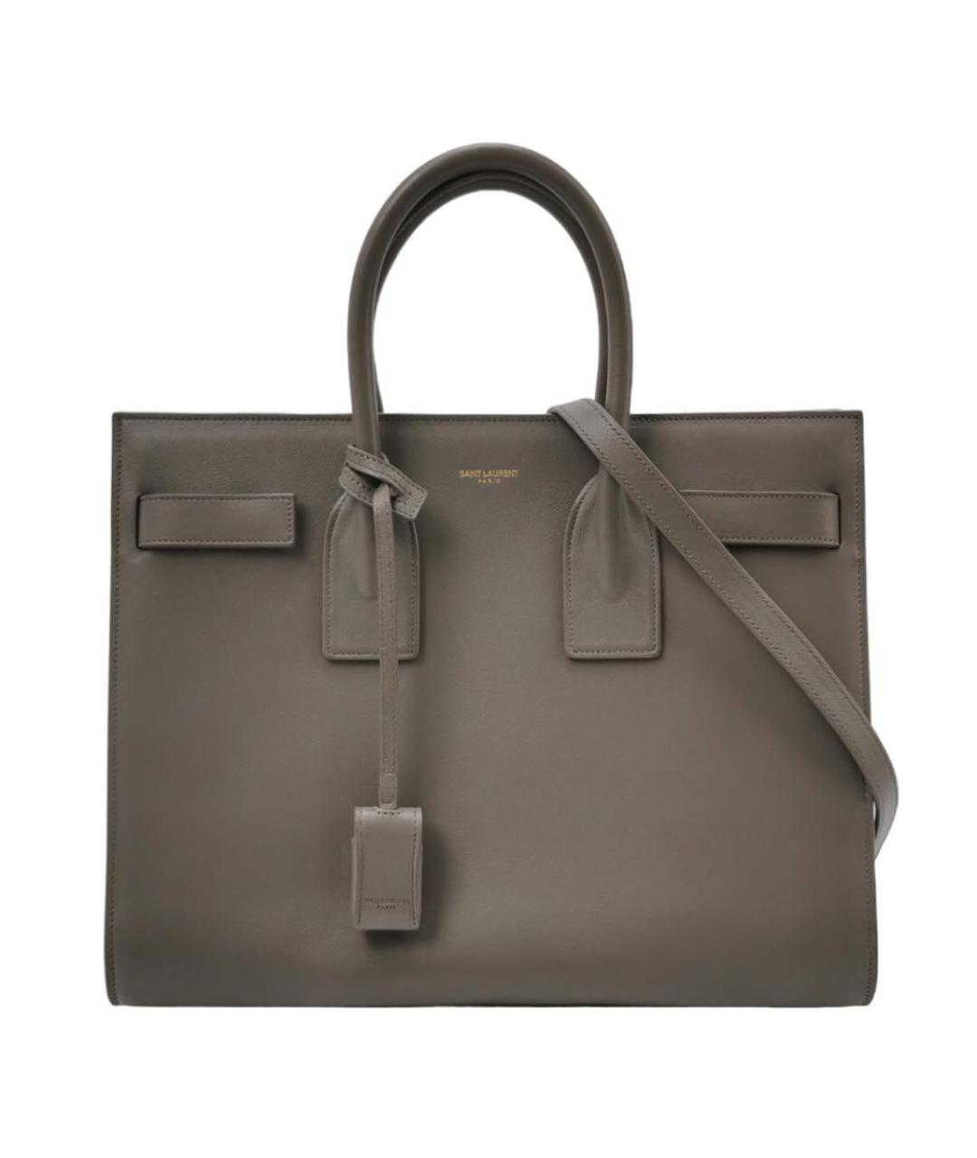 SAINT LAURENT Серая кожаная сумка с короткими ручками, фото 1