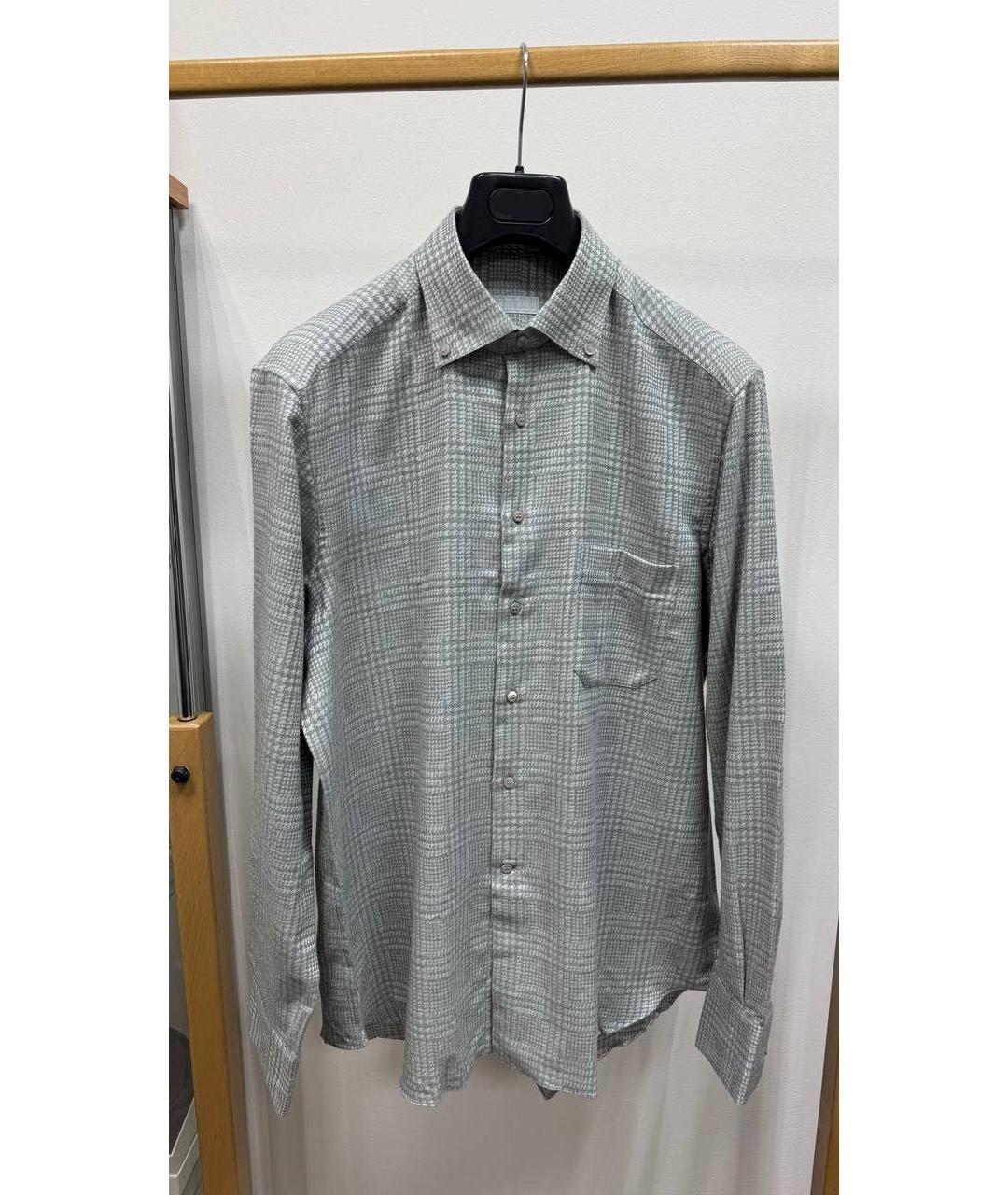 STEFANO RICCI Серая хлопковая кэжуал рубашка, фото 6