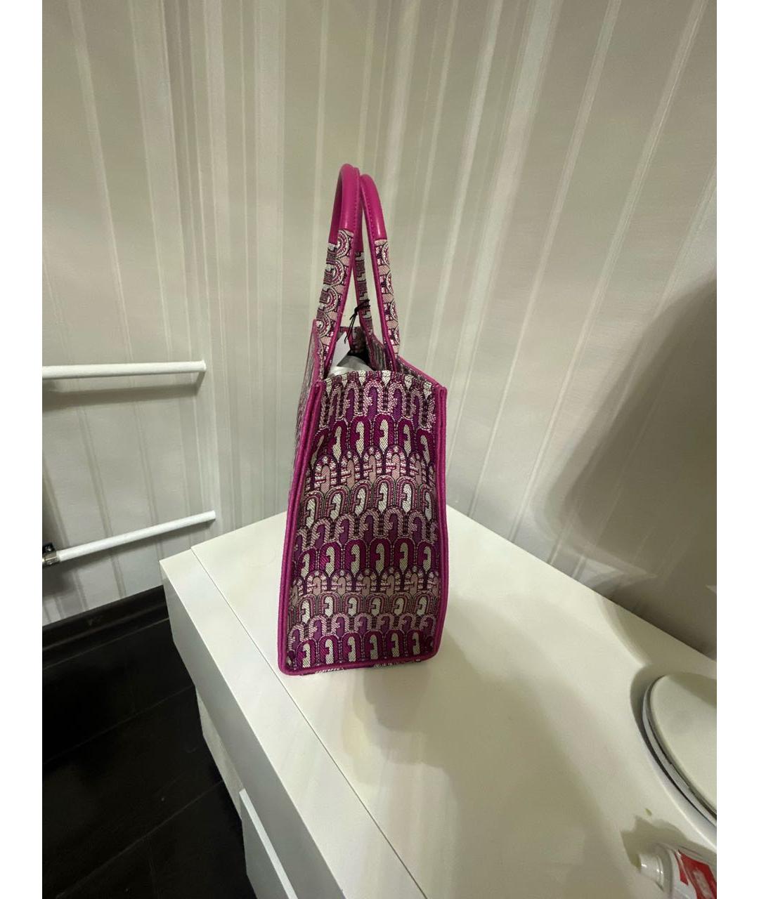 FURLA Розовая жаккардовая сумка тоут, фото 2