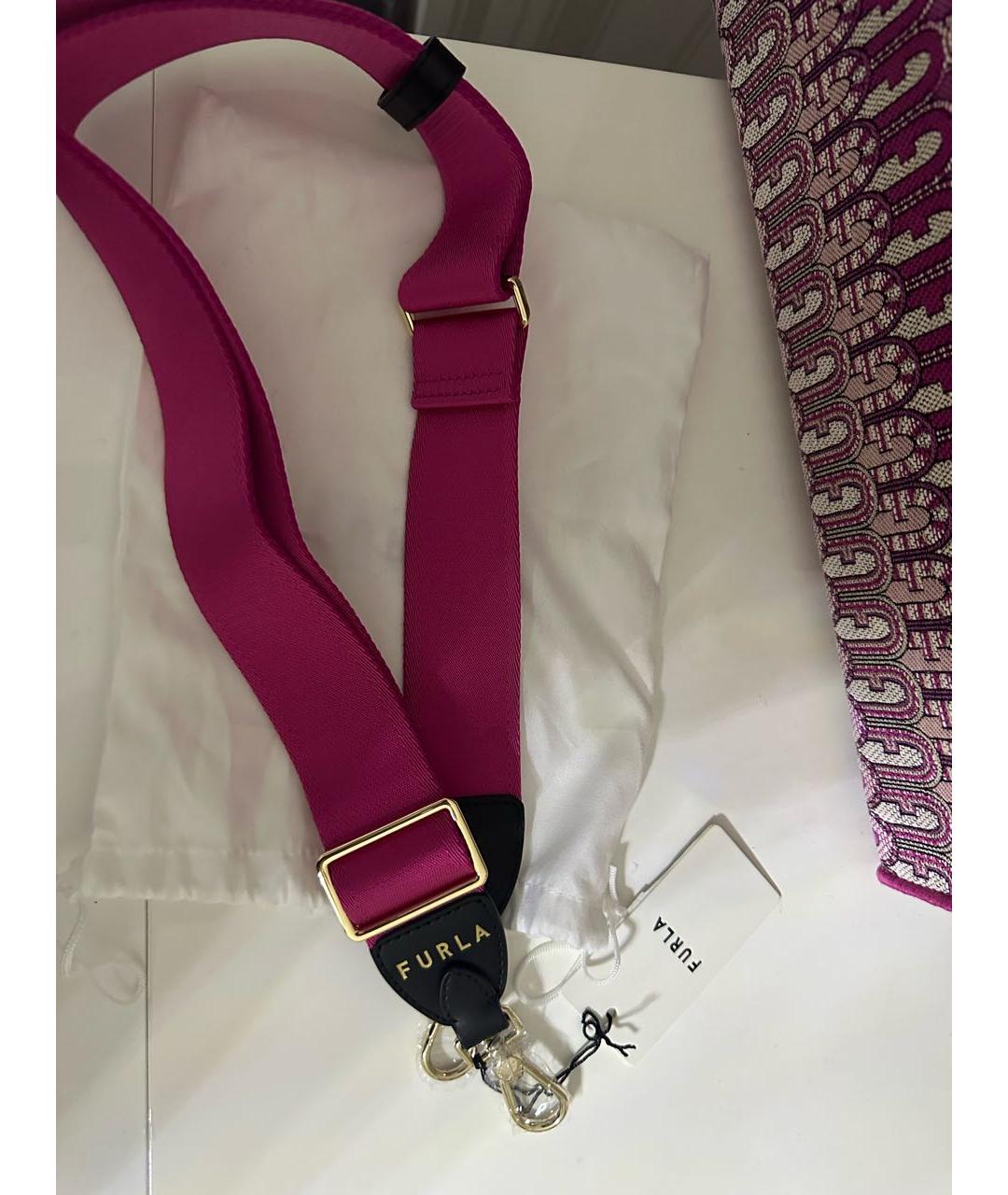 FURLA Розовая жаккардовая сумка тоут, фото 5