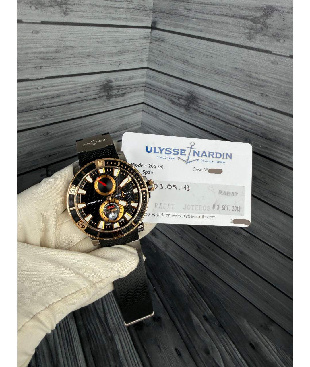 Ulysse Nardin Черные часы из розового золота, фото 2