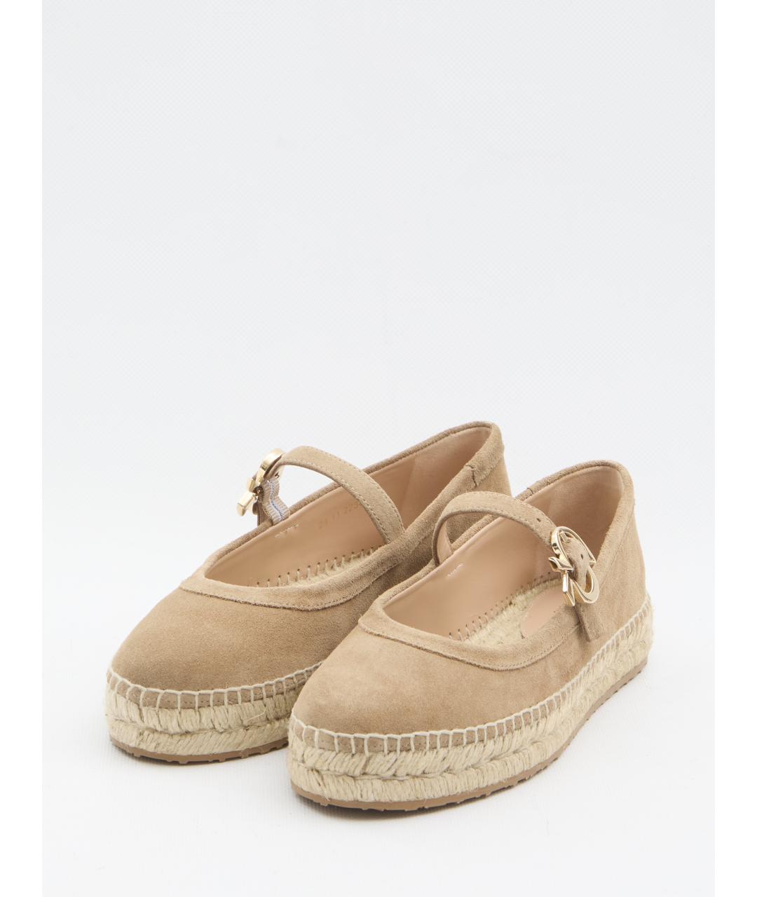 GIANVITO ROSSI Бежевые замшевые балетки, фото 2