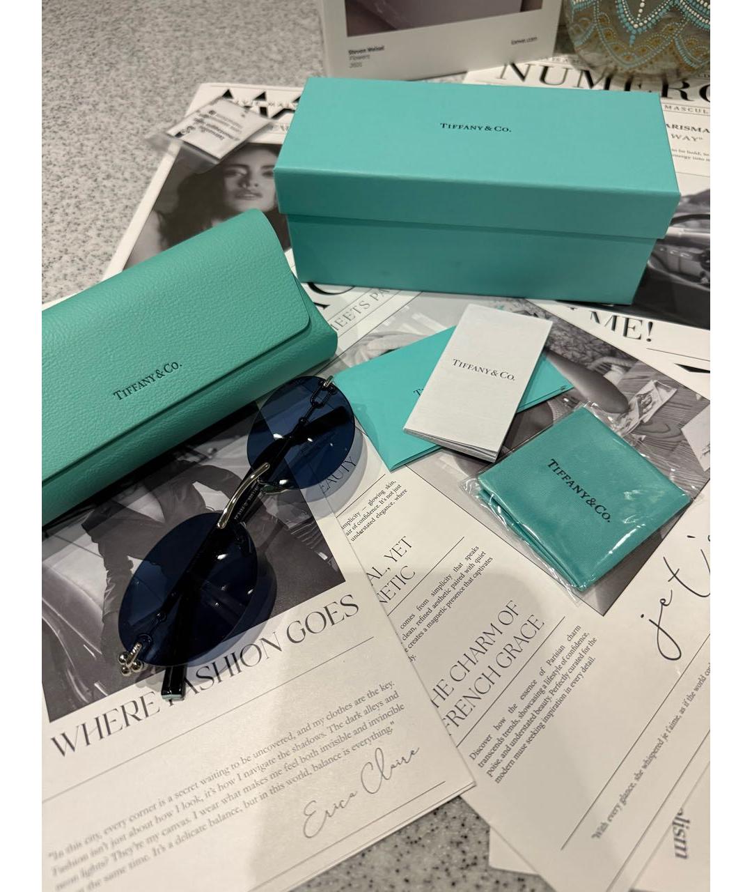 TIFFANY&CO Синие металлические солнцезащитные очки, фото 4