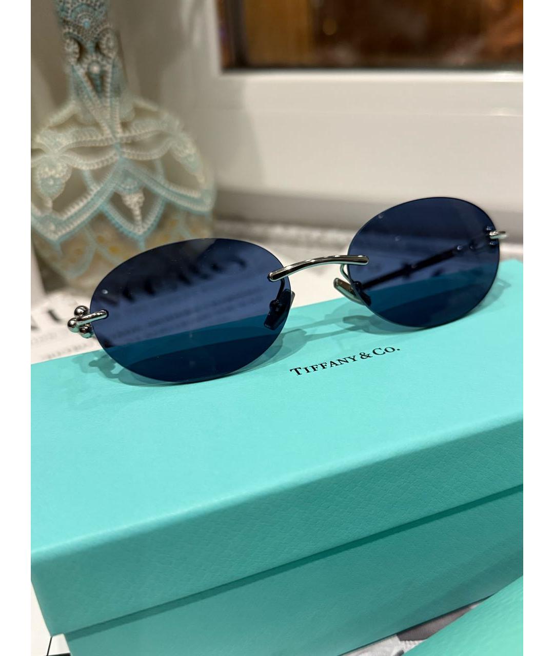 TIFFANY&CO Синие металлические солнцезащитные очки, фото 3
