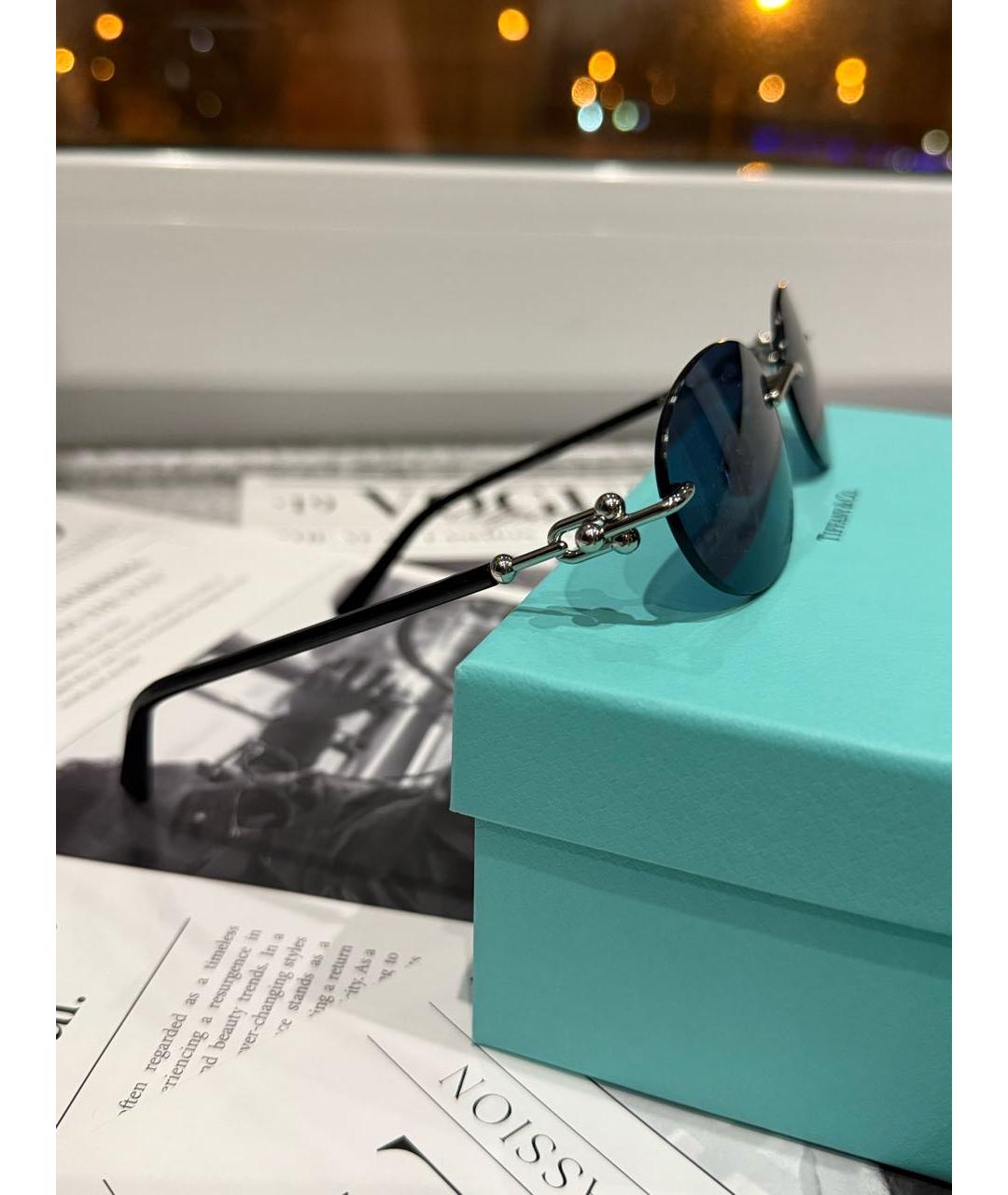 TIFFANY&CO Синие металлические солнцезащитные очки, фото 2