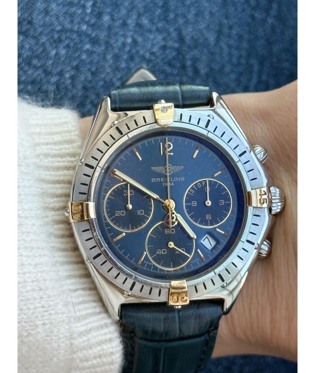 BREITLING Темно-синие часы из желтого золота, фото 5