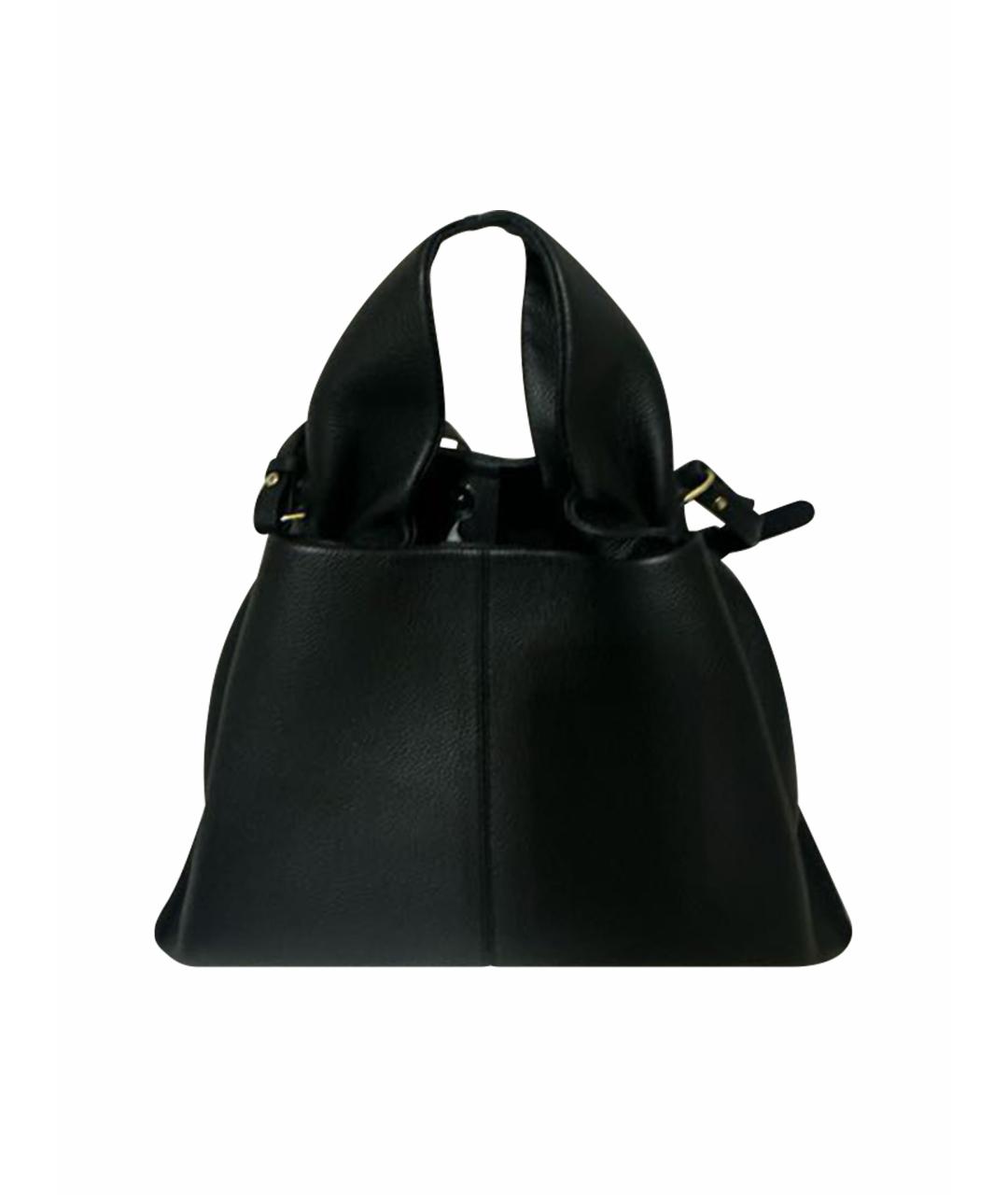 POLENE Черная кожаная сумка с короткими ручками, фото 1