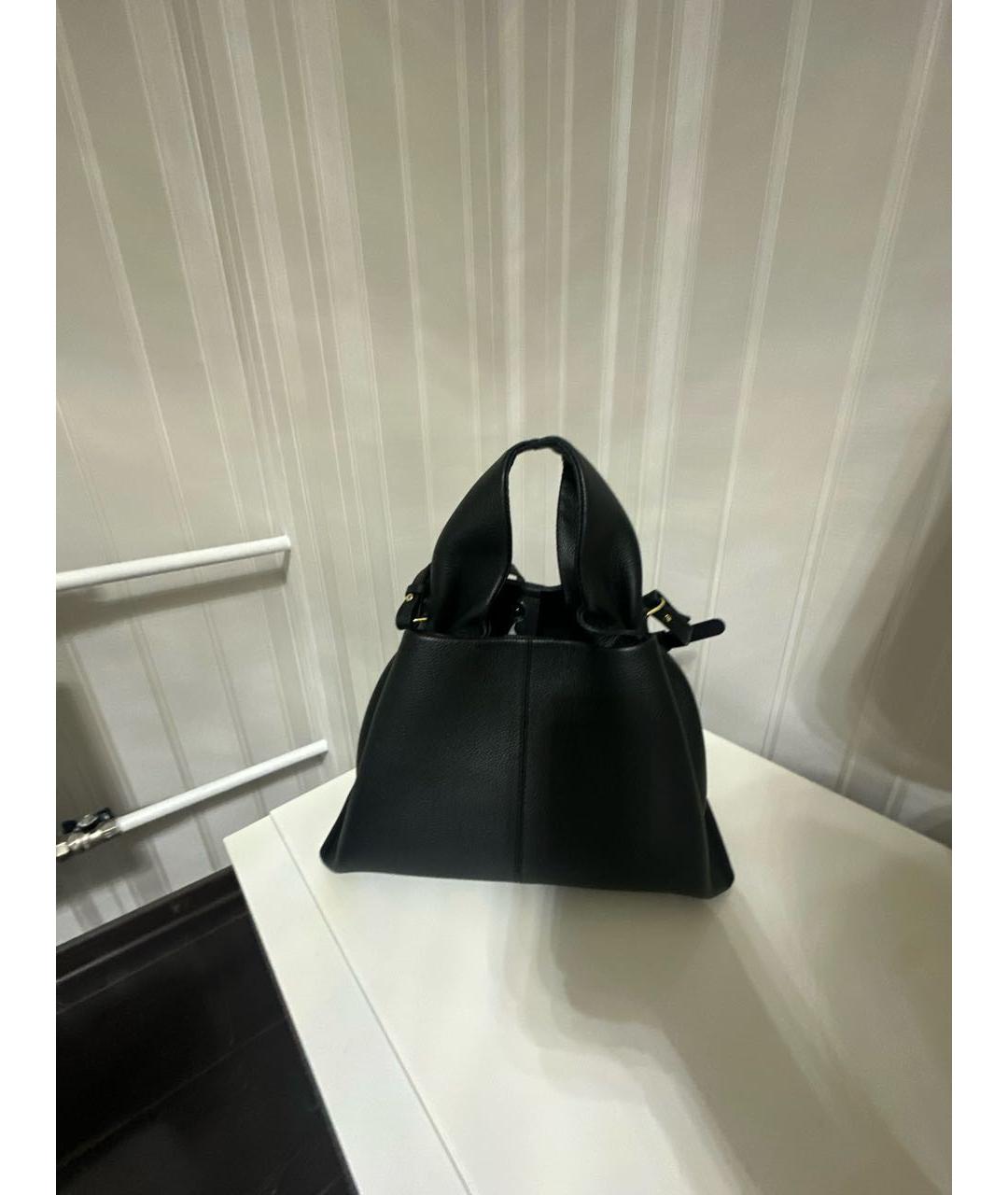 POLENE Черная кожаная сумка с короткими ручками, фото 5