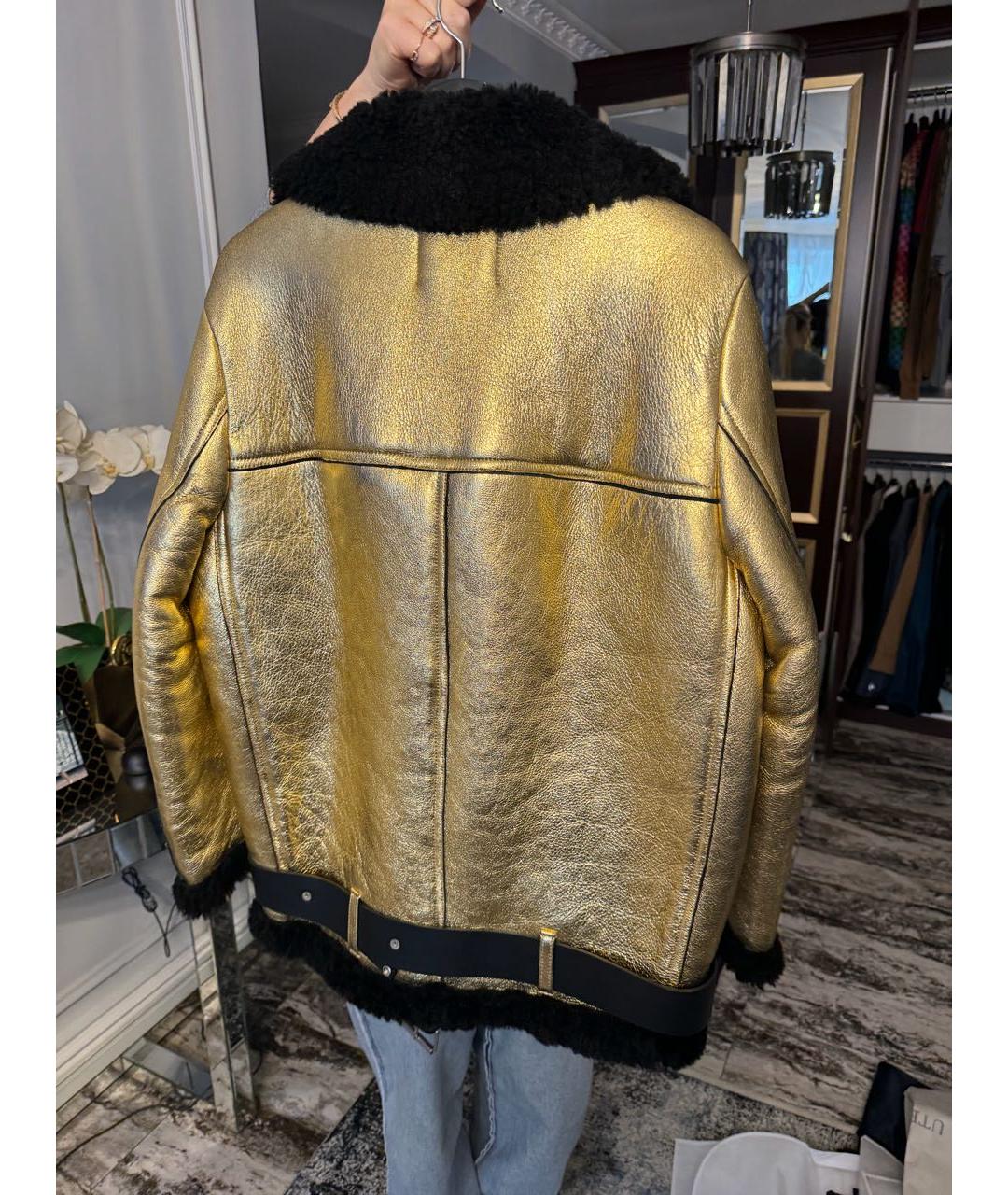 ACNE STUDIOS Золотая кожаная дубленка, фото 3