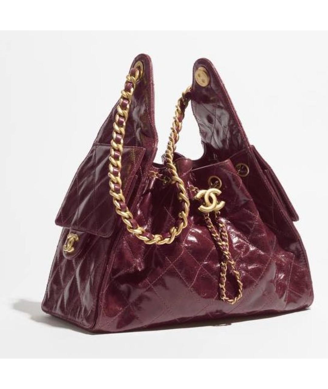 CHANEL Бордовая кожаная сумка через плечо, фото 2