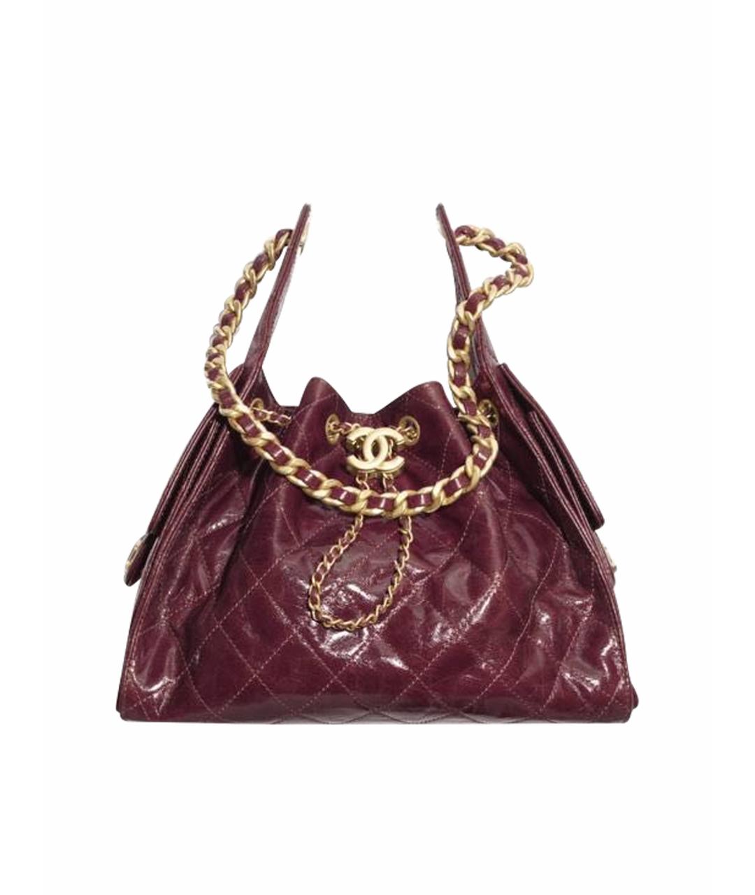 CHANEL Бордовая кожаная сумка через плечо, фото 1