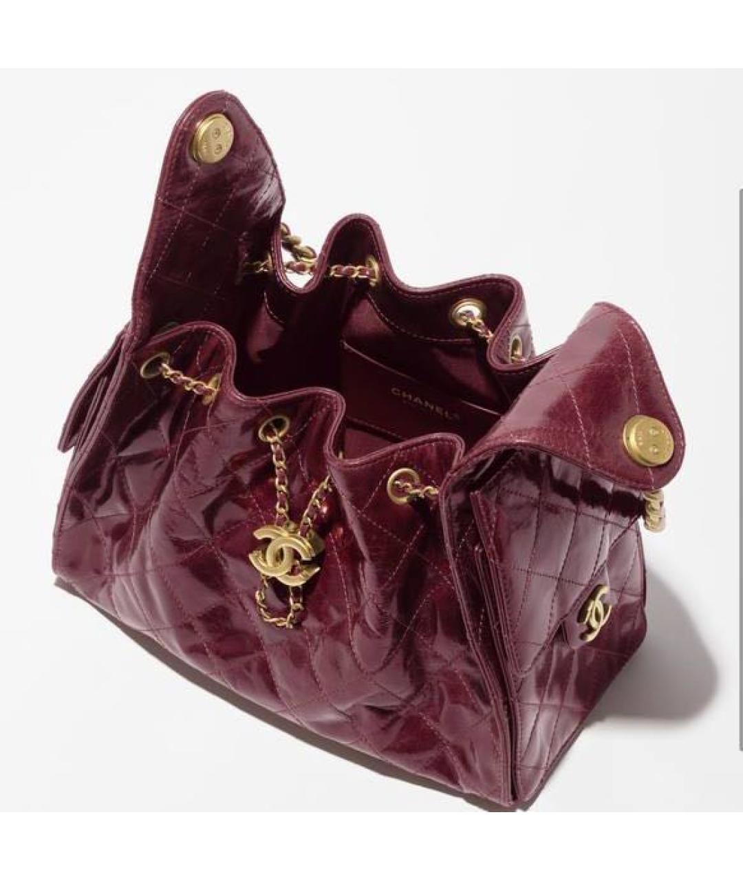 CHANEL Бордовая кожаная сумка через плечо, фото 3