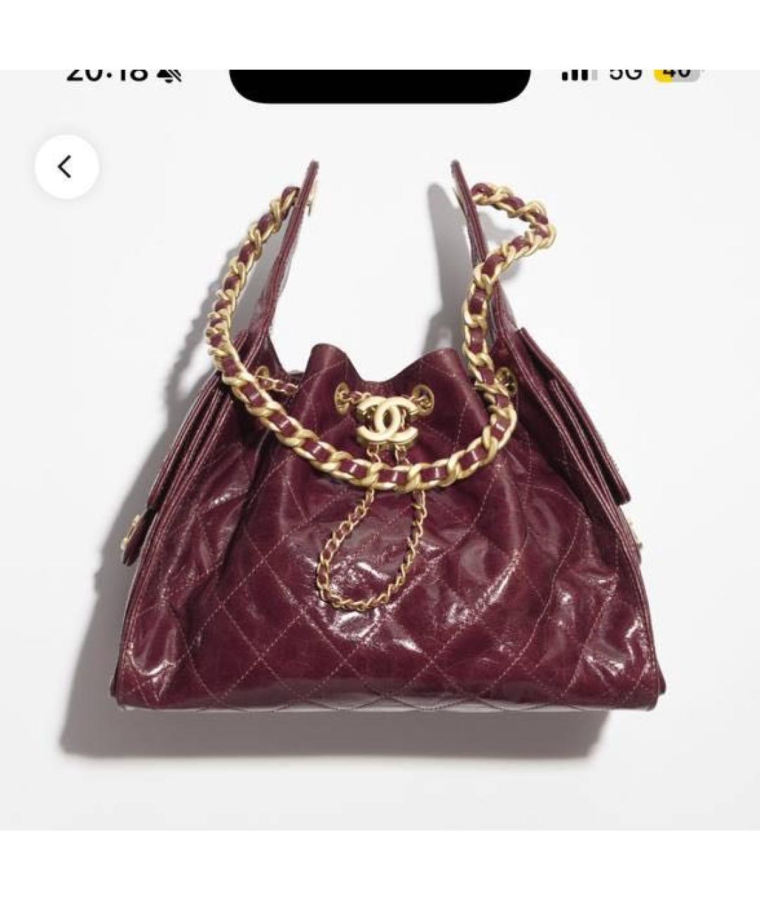 CHANEL Бордовая кожаная сумка через плечо, фото 4