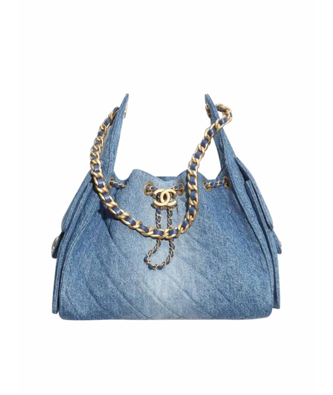 CHANEL Голубая деним сумка через плечо, фото 1