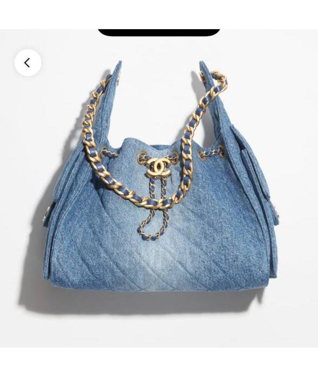 CHANEL Голубая деним сумка через плечо, фото 4