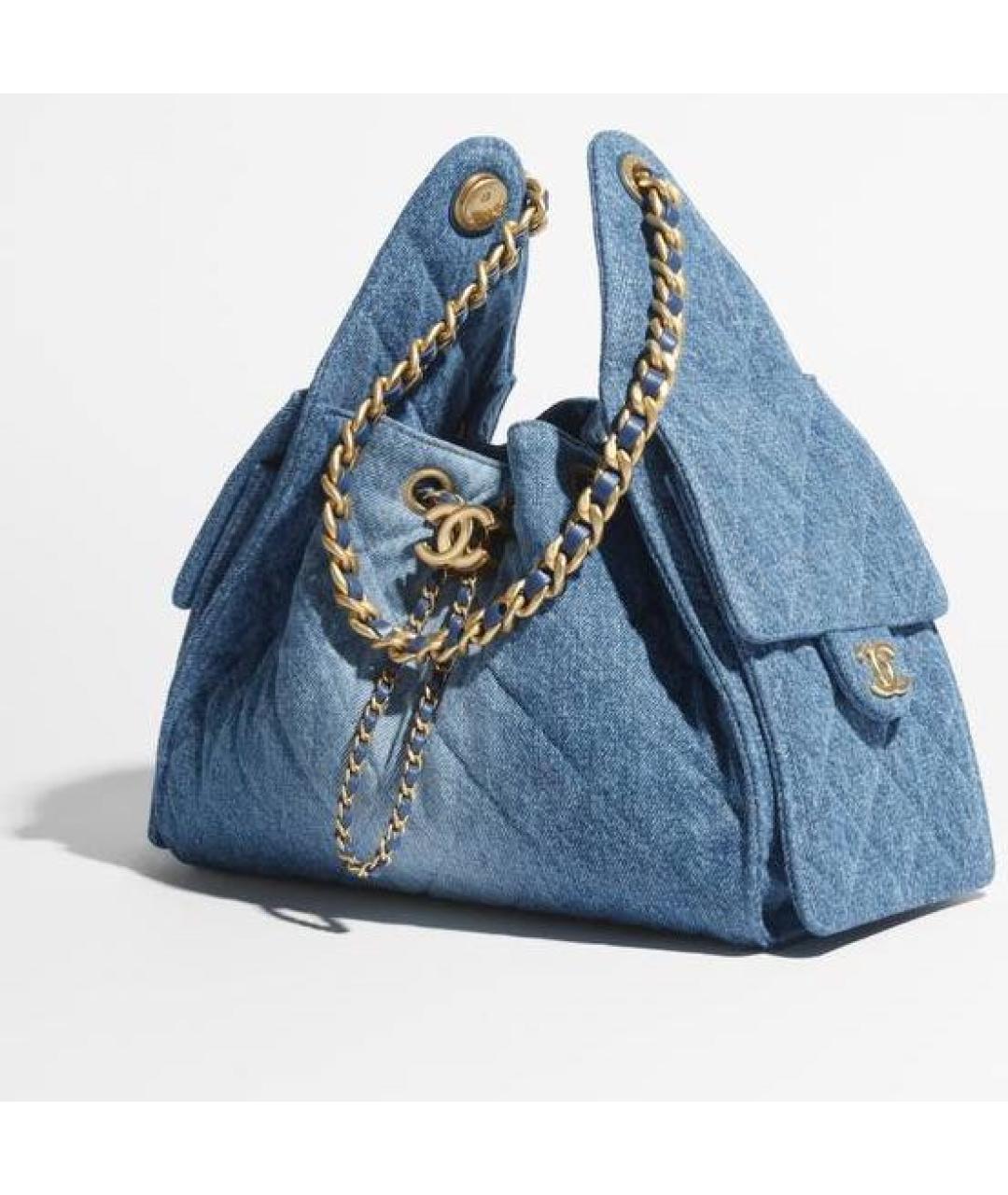 CHANEL Голубая деним сумка через плечо, фото 2