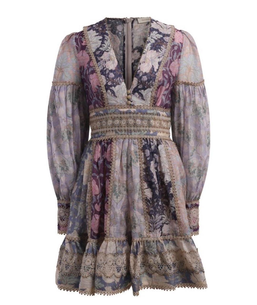 ZIMMERMANN Мульти льняное коктейльное платье, фото 1