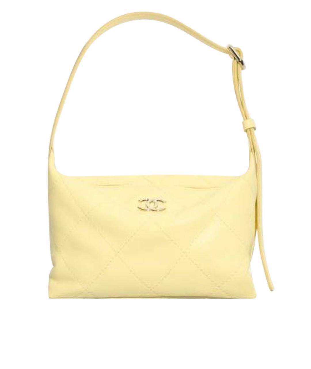 CHANEL Желтая кожаная сумка с короткими ручками, фото 1