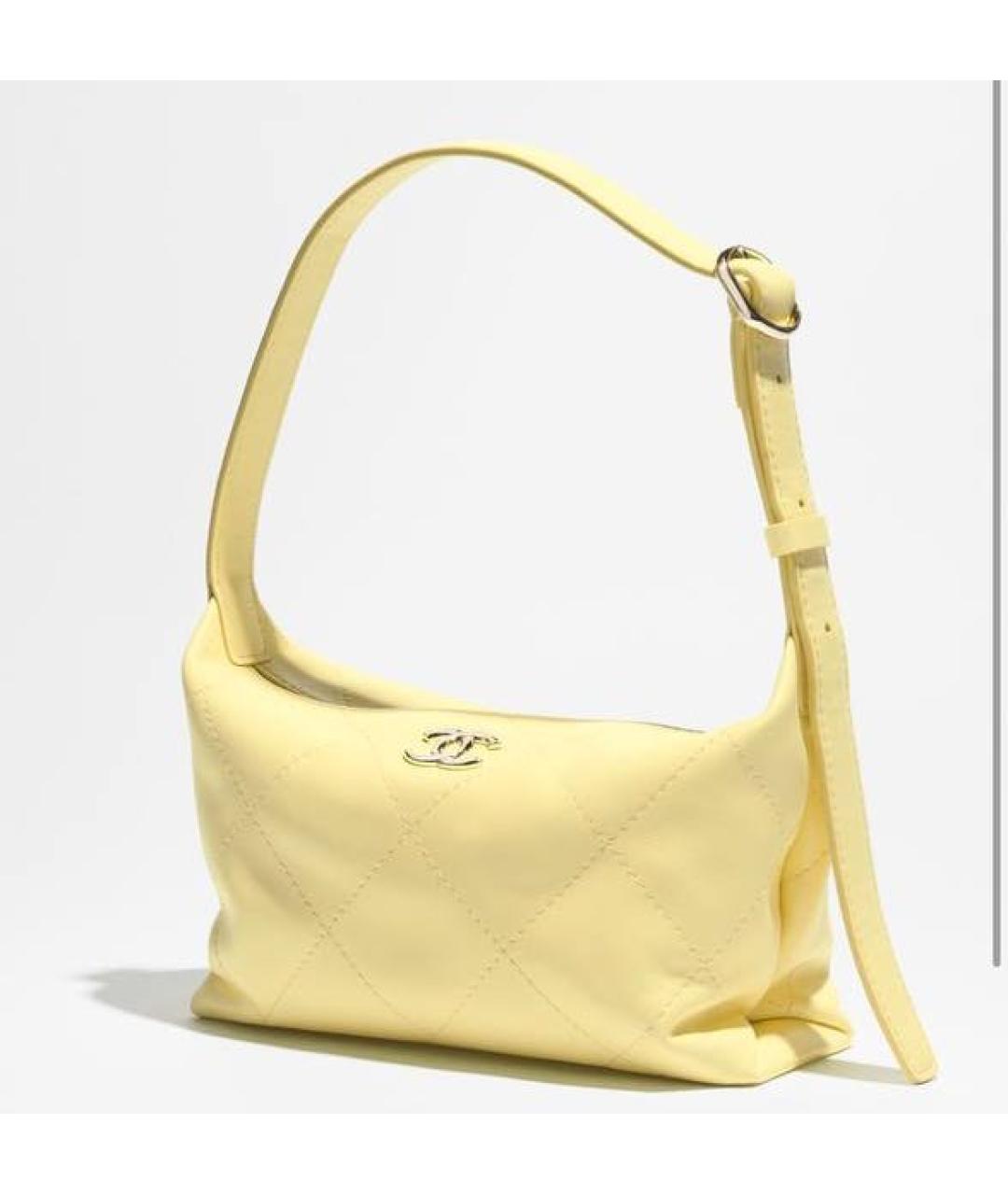CHANEL Желтая кожаная сумка с короткими ручками, фото 2