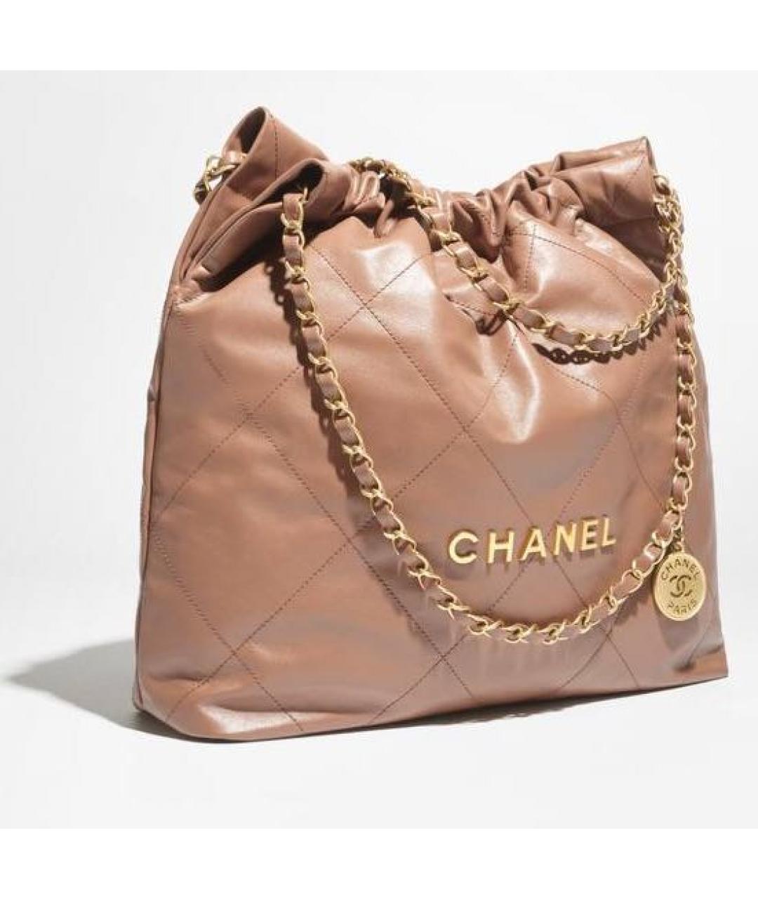 CHANEL Коричневая кожаная сумка с короткими ручками, фото 2