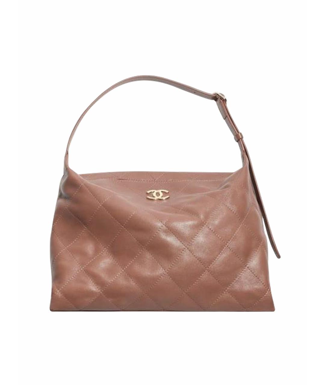 CHANEL Коричневая кожаная сумка с короткими ручками, фото 1