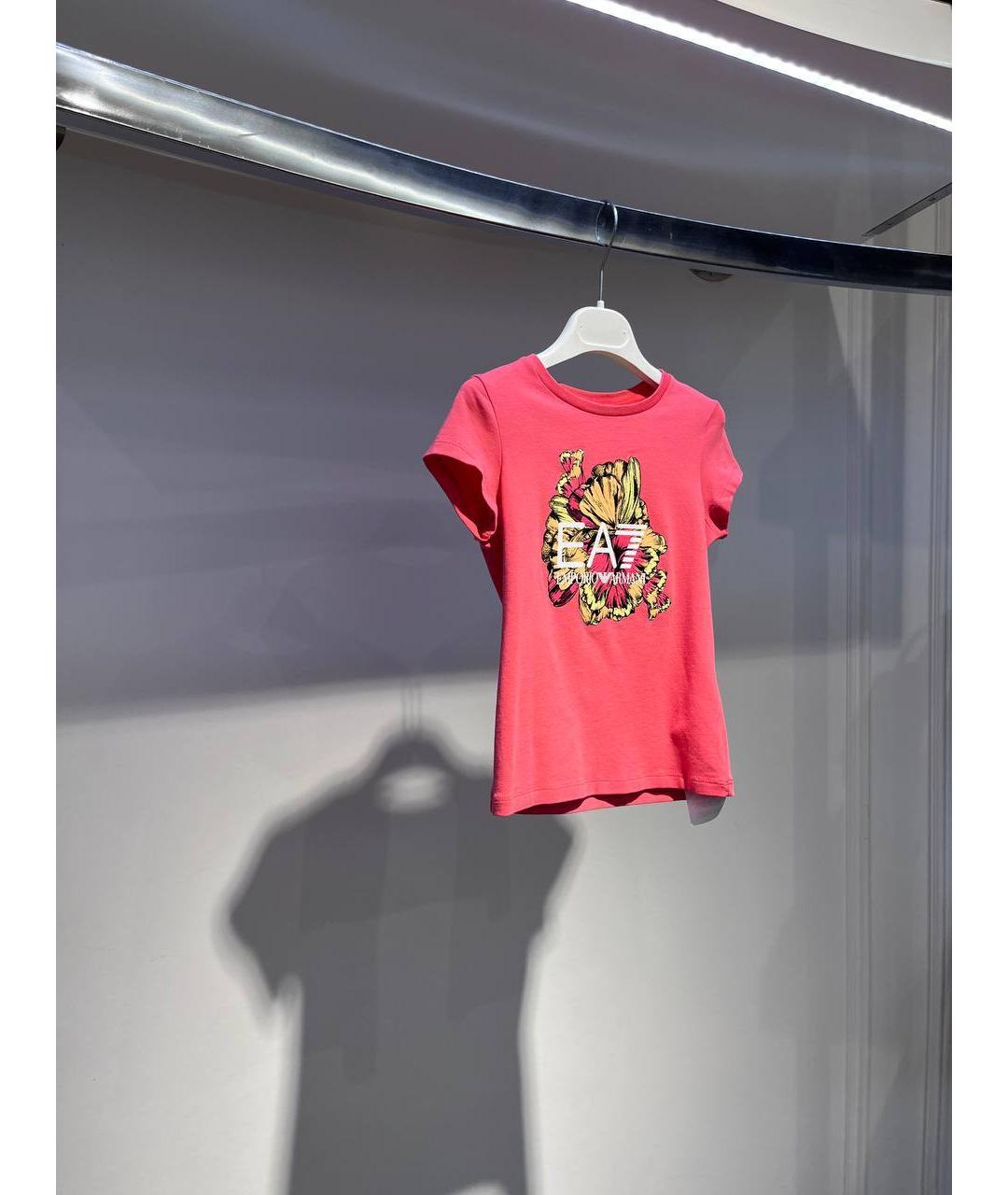 ARMANI JUNIOR Розовый хлопковый детская футболка / топ, фото 2