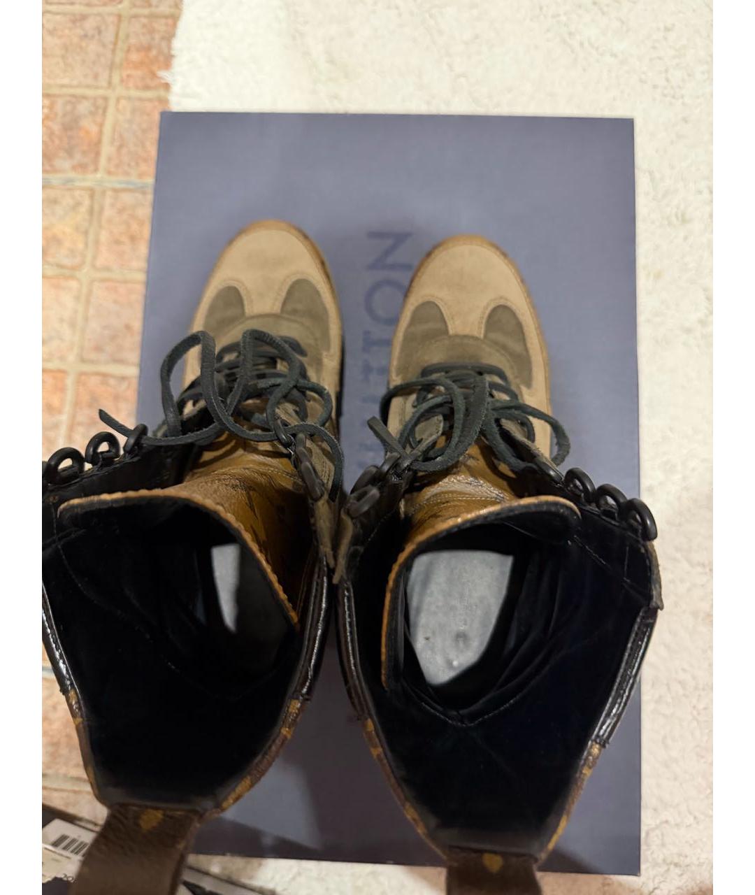 LOUIS VUITTON Хаки замшевые ботинки, фото 3