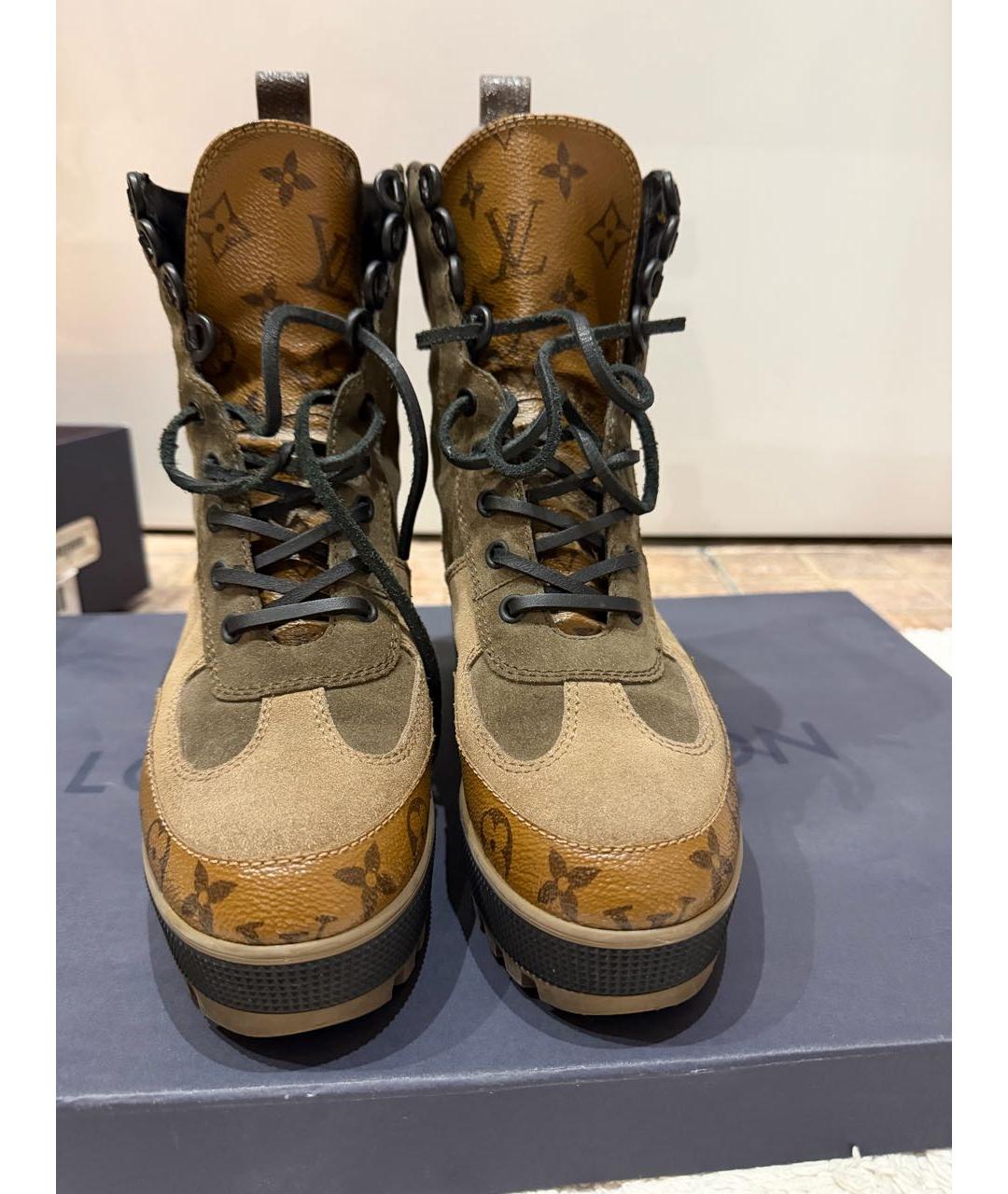 LOUIS VUITTON Хаки замшевые ботинки, фото 2