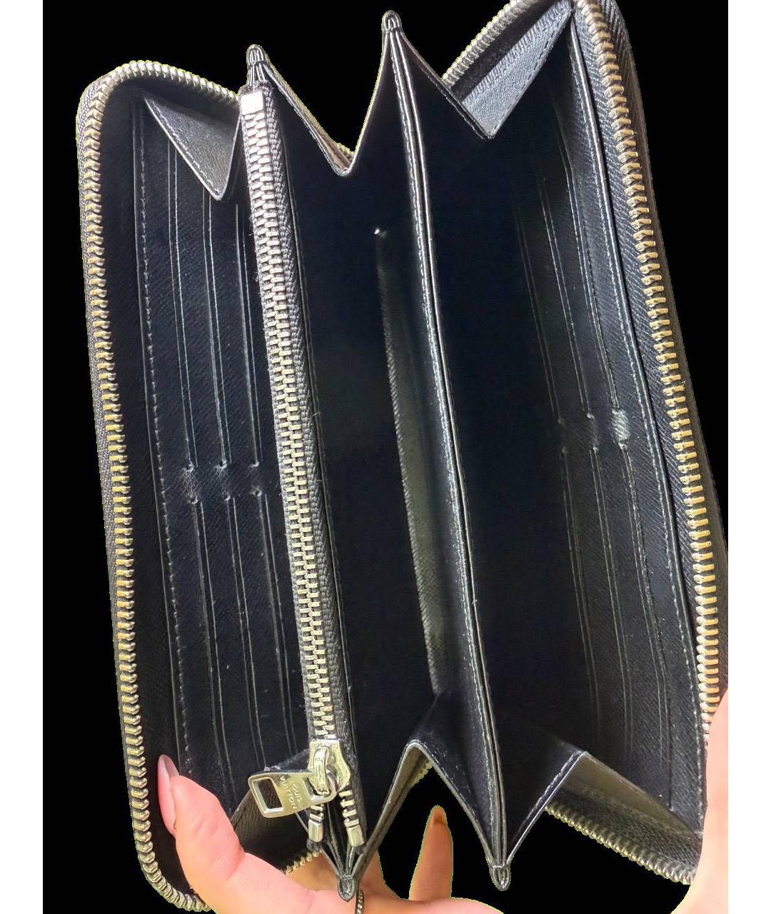 LOUIS VUITTON Черный кожаный кошелек, фото 3
