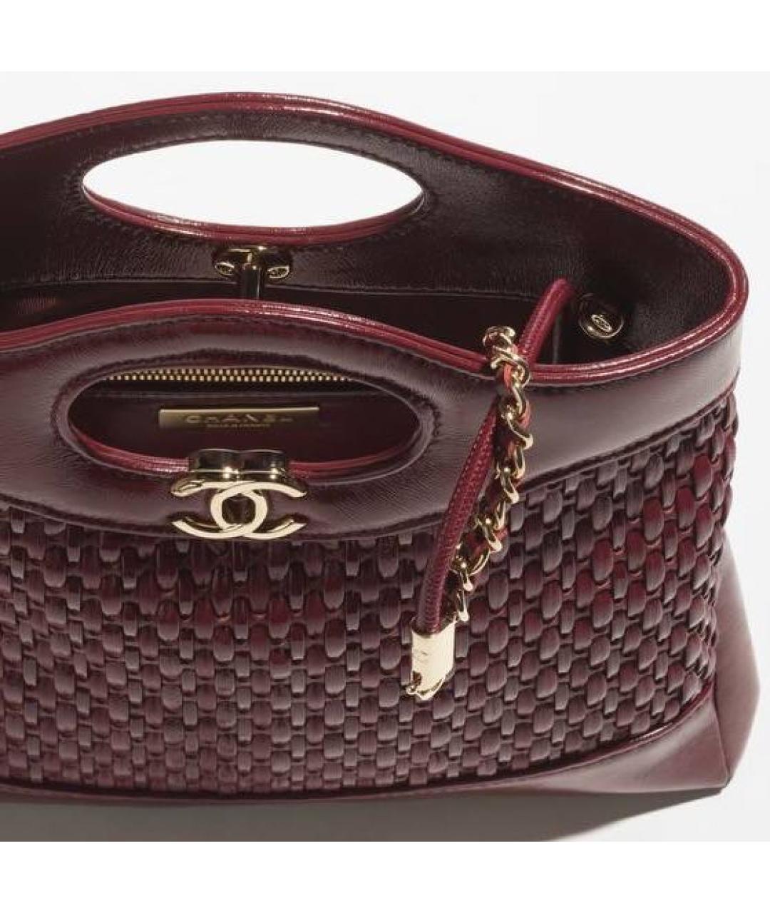 CHANEL Бордовая кожаная сумка с короткими ручками, фото 3