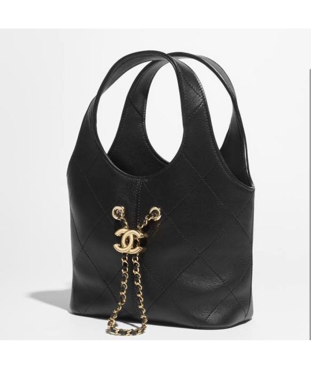 CHANEL Черная кожаная сумка с короткими ручками, фото 2