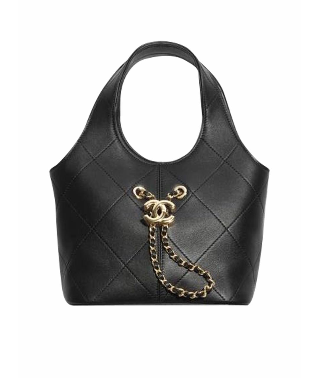 CHANEL Черная кожаная сумка с короткими ручками, фото 1