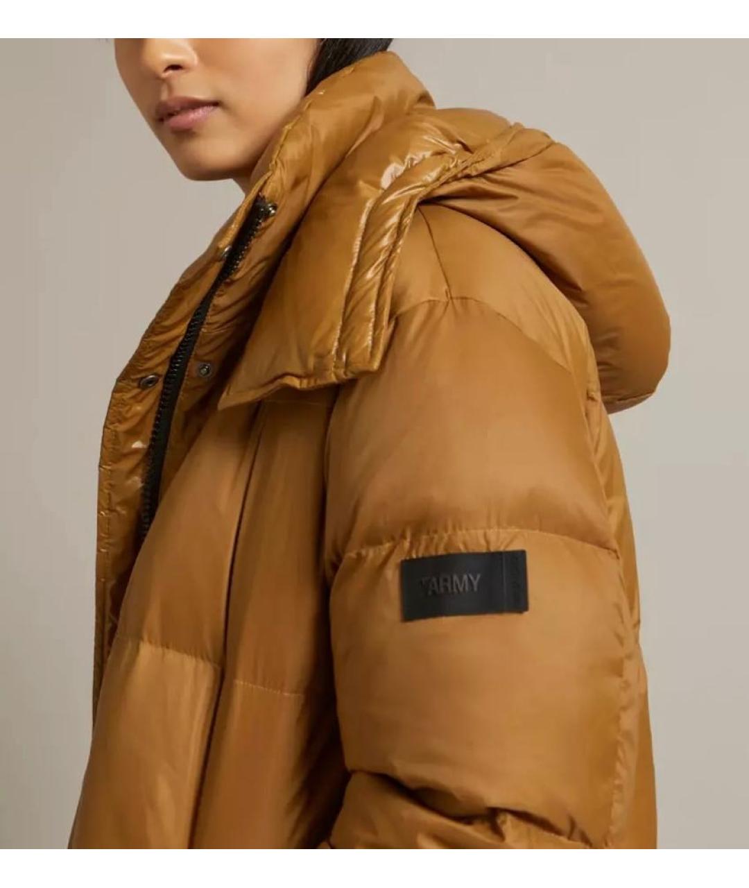 ARMY YVES SALOMON Бежевый полиэстеровый пуховик, фото 4