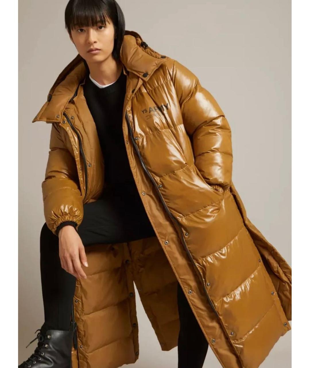 ARMY YVES SALOMON Бежевый полиэстеровый пуховик, фото 3