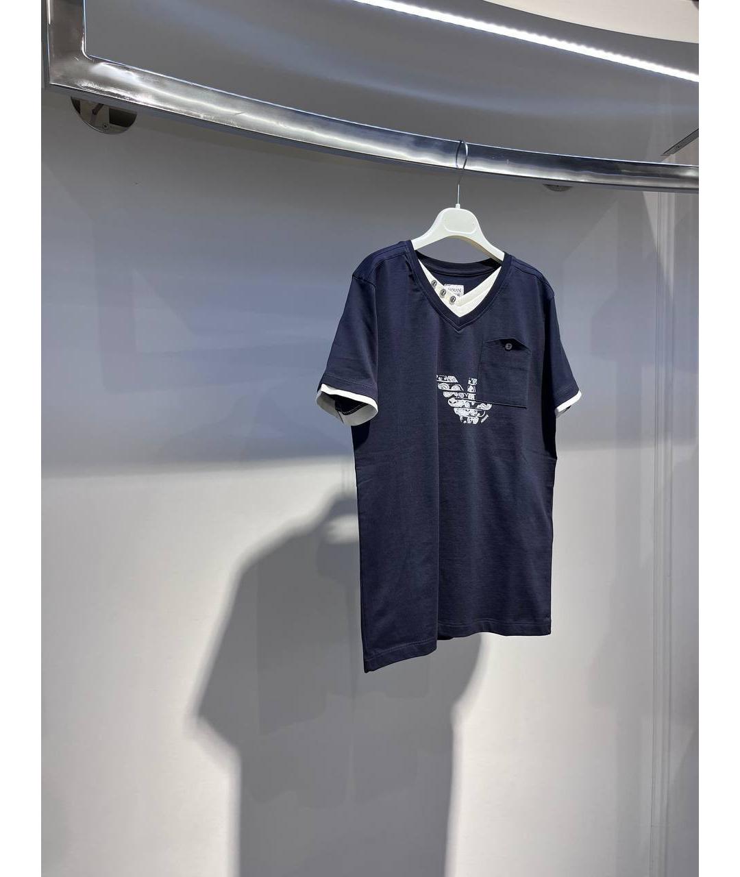 EMPORIO ARMANI Синий хлопковый детская футболка / топ, фото 2