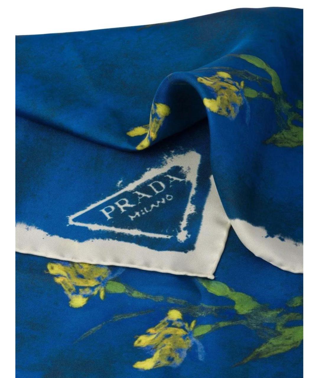 PRADA Синий шелковый платок, фото 2