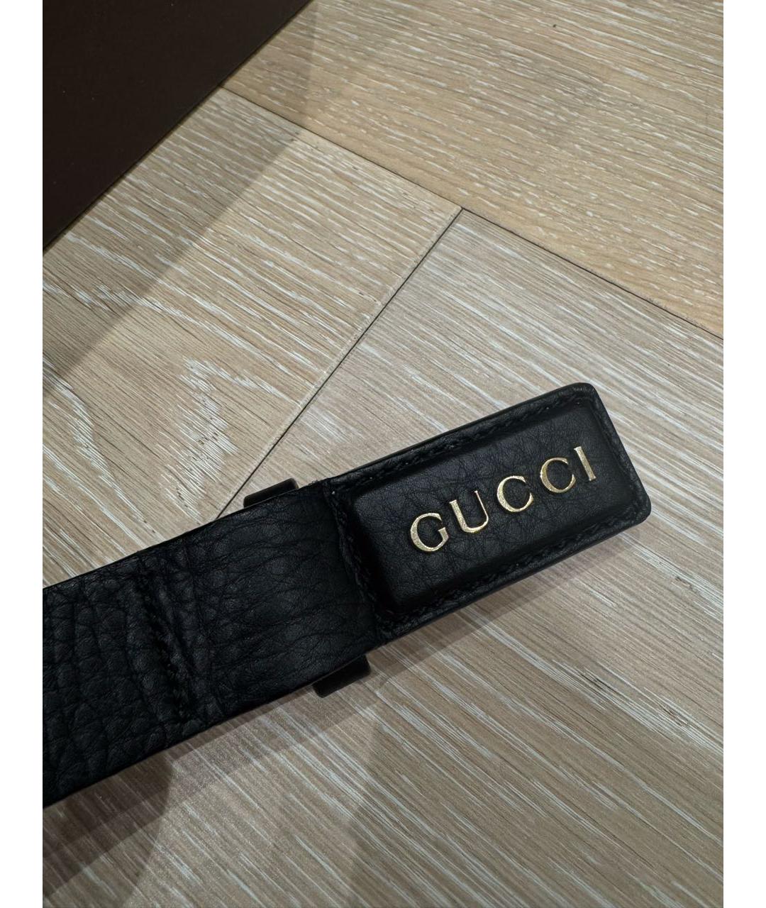 GUCCI Черный кожаный ремень, фото 2