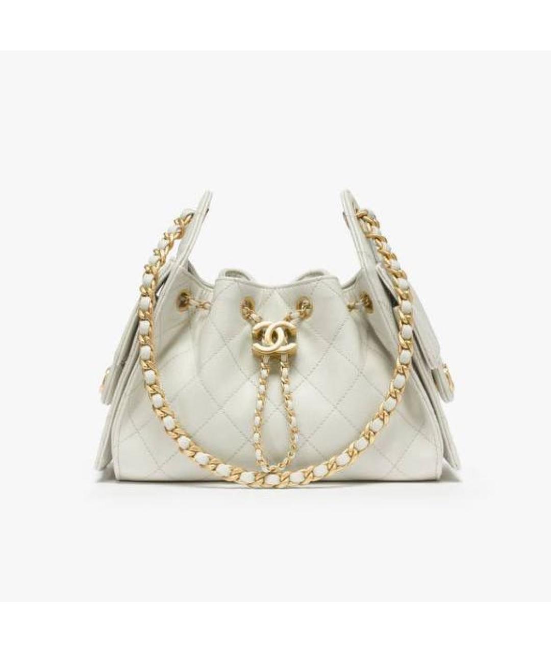 CHANEL Белая кожаная сумка через плечо, фото 3