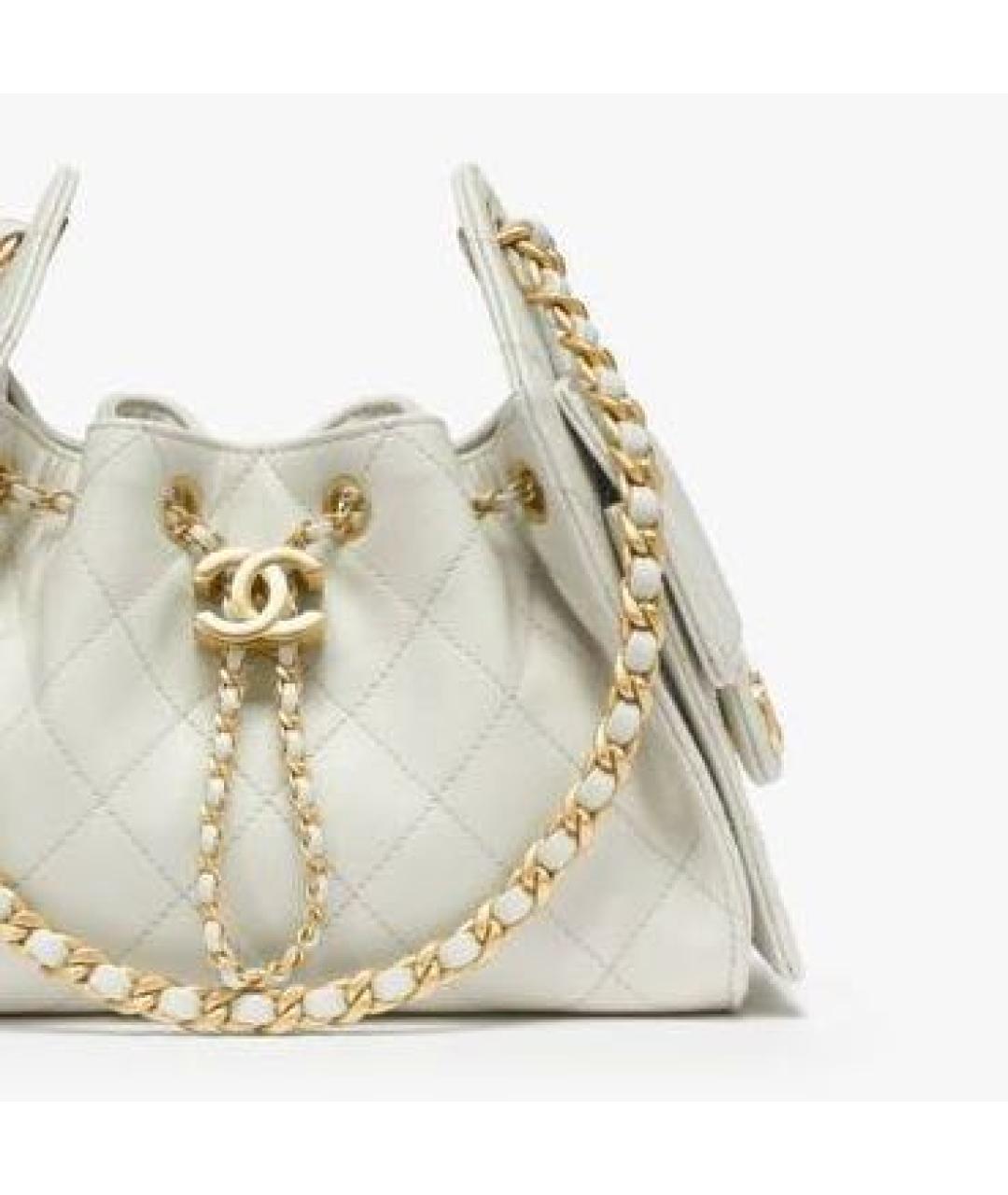 CHANEL Белая кожаная сумка через плечо, фото 2