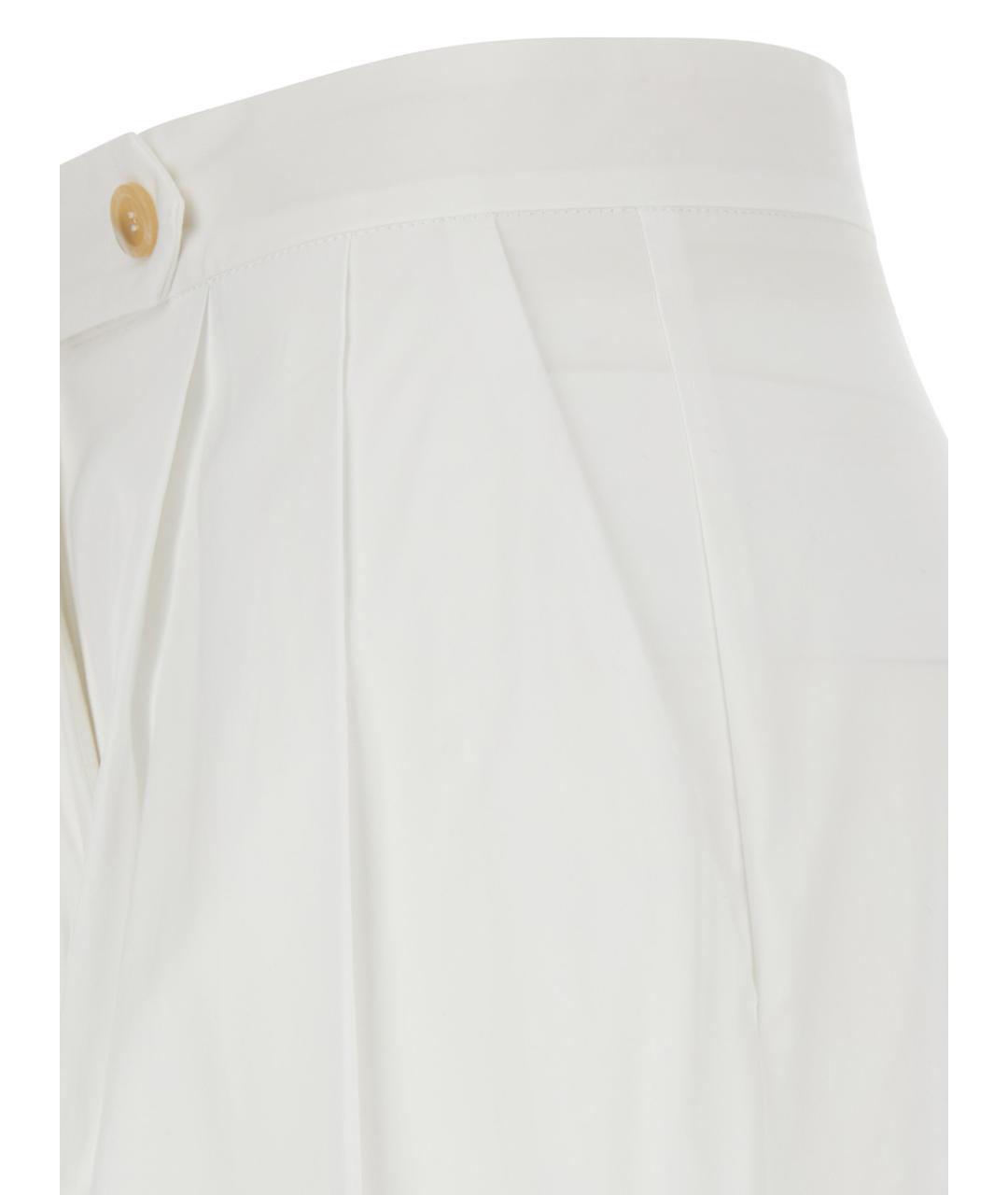 SEMICOUTURE Белые хлопковые прямые брюки, фото 3