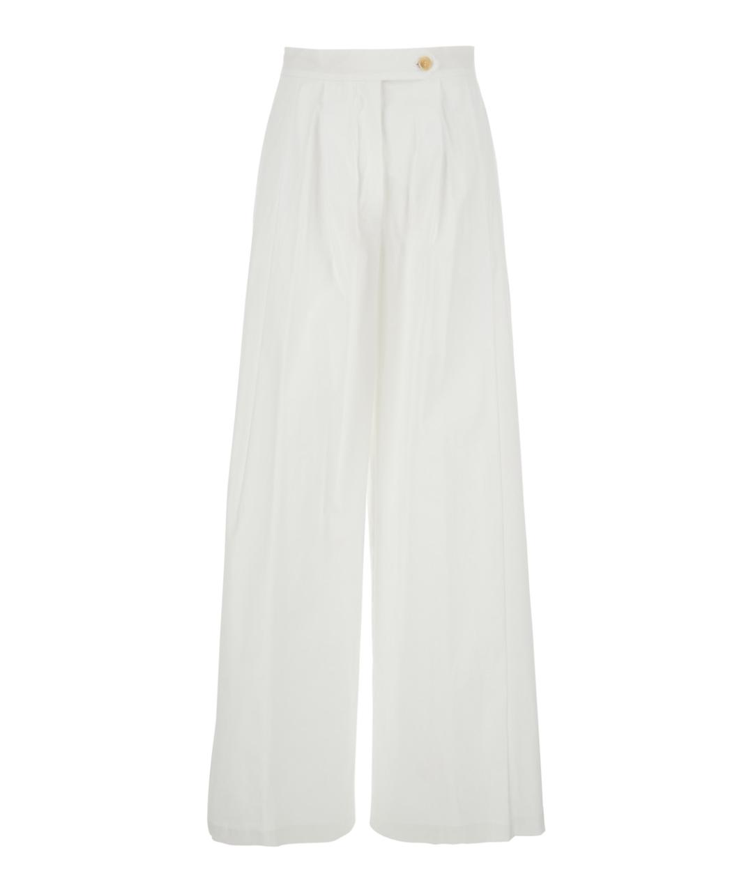 SEMICOUTURE Белые хлопковые прямые брюки, фото 1