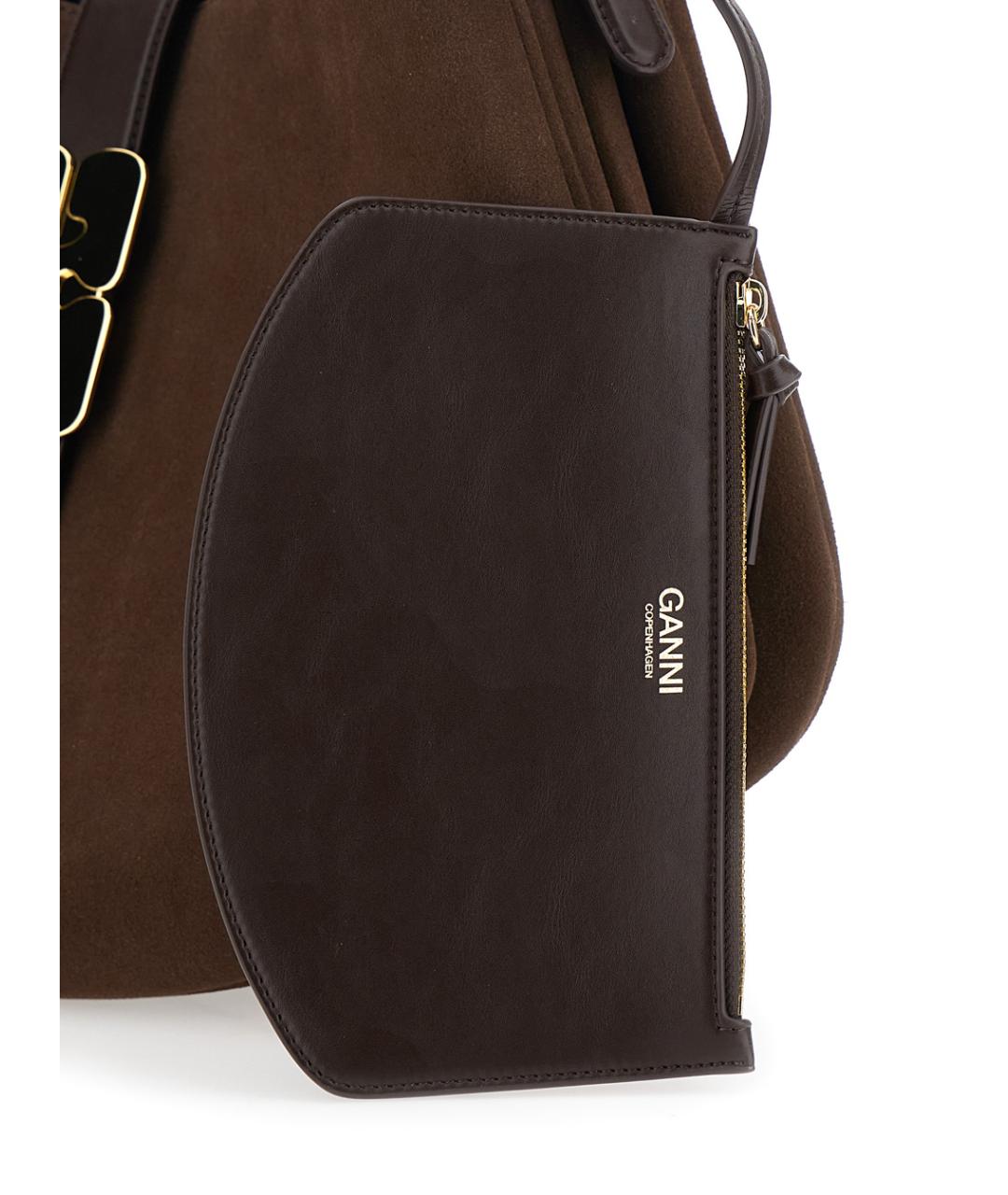 GANNI Коричневая кожаная сумка через плечо, фото 3