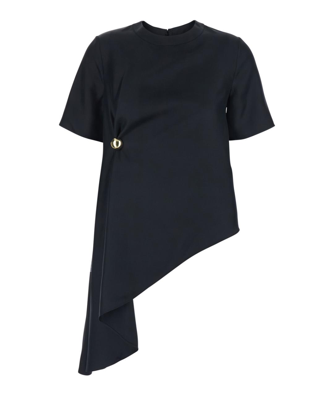 LOULOU STUDIO Черная шелковая футболка, фото 1