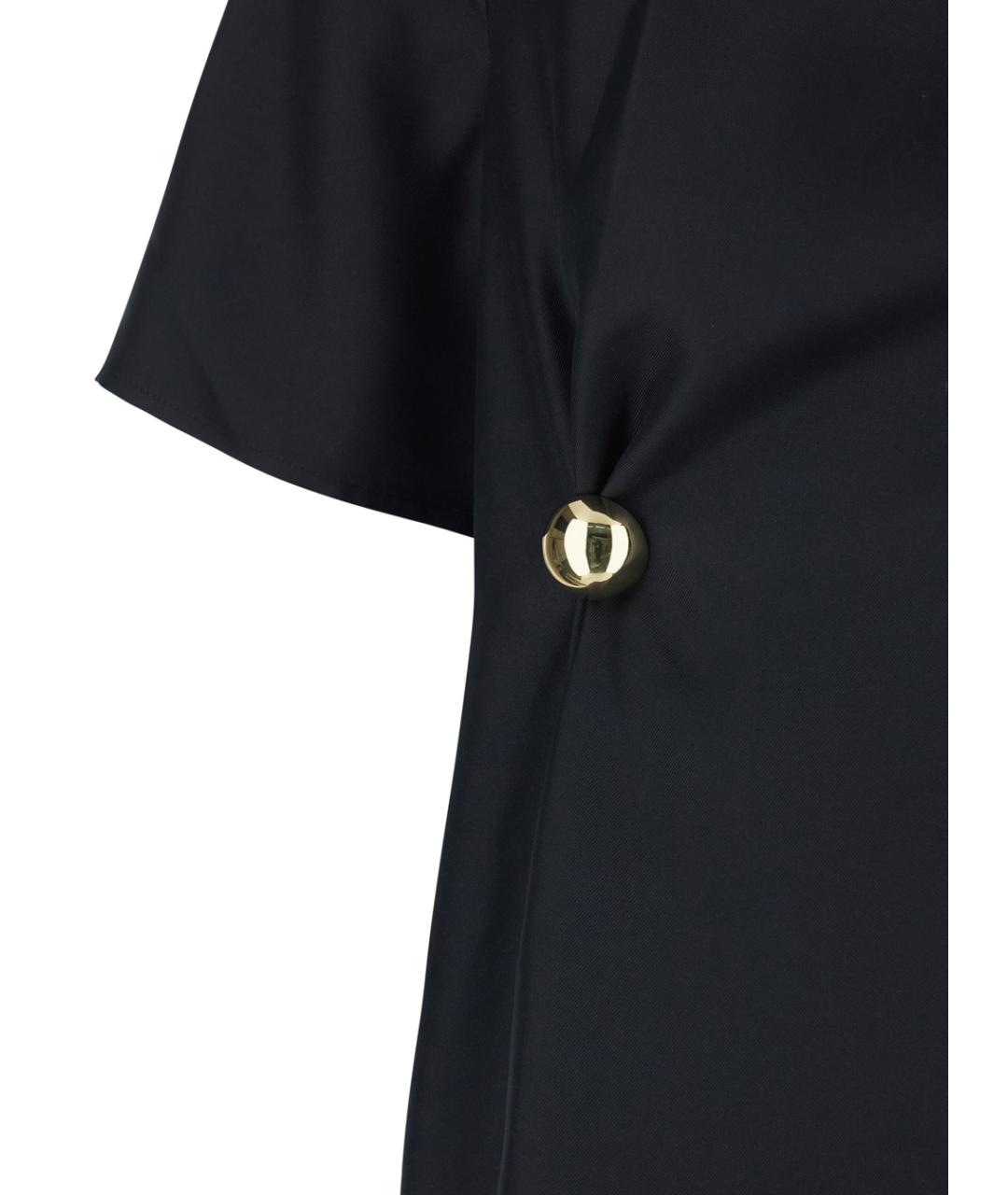 LOULOU STUDIO Черная шелковая футболка, фото 3