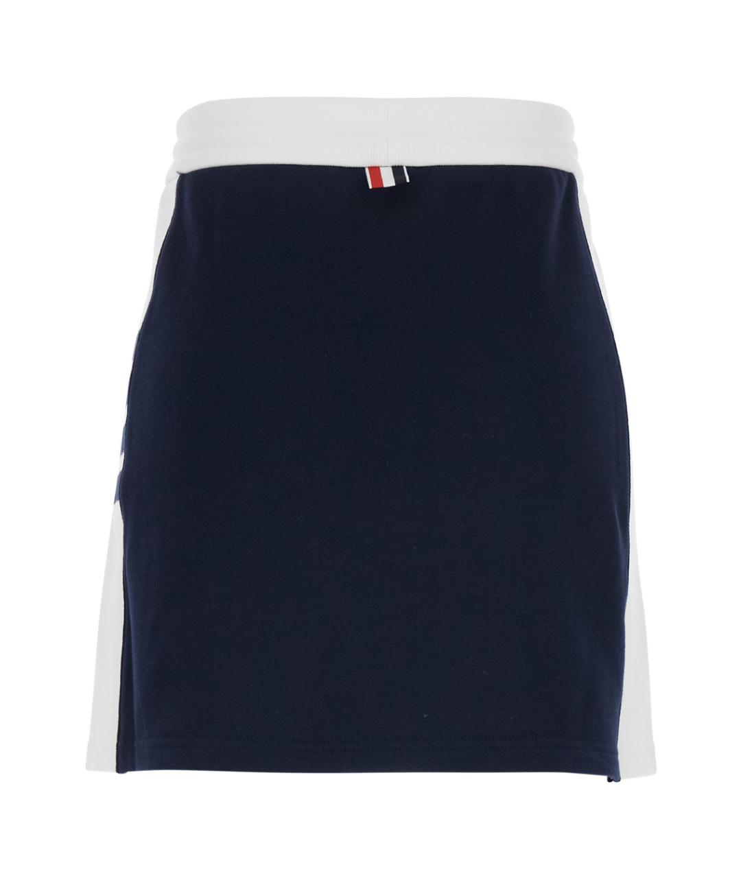 THOM BROWNE Синяя хлопковая юбка мини, фото 2
