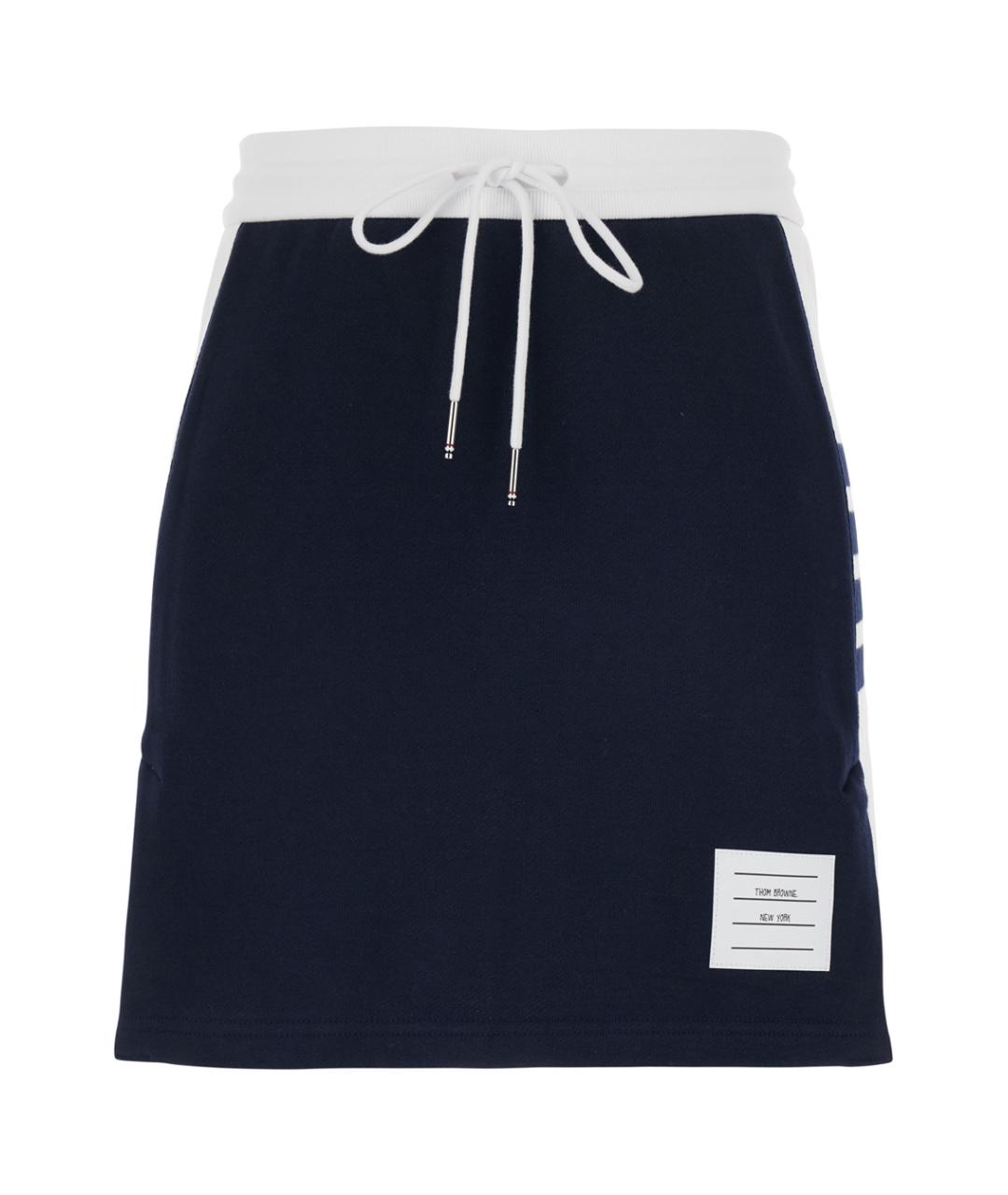 THOM BROWNE Синяя хлопковая юбка мини, фото 1