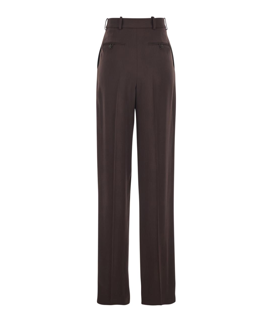 ELISABETTA FRANCHI Коричневые вискозные прямые брюки, фото 2