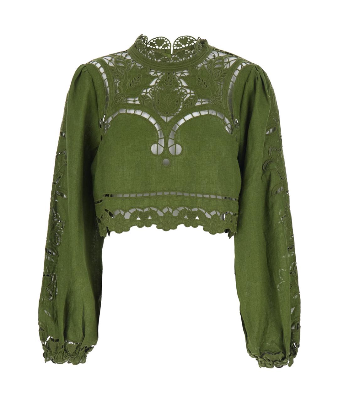 FARM RIO Зеленая льняная блузы, фото 1