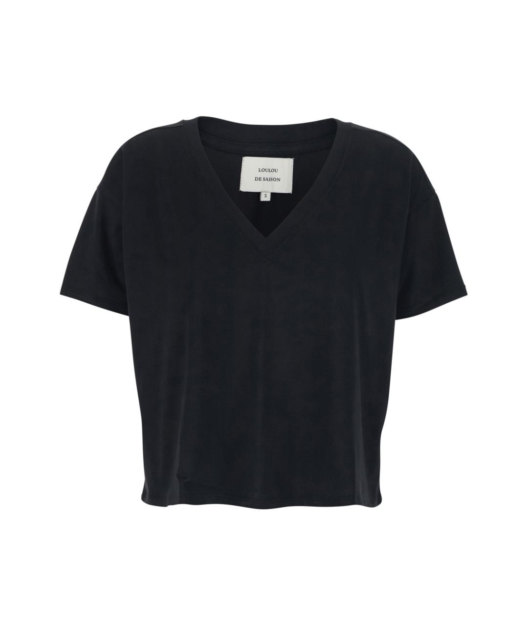 LOULOU STUDIO Черная хлопковая футболка, фото 1