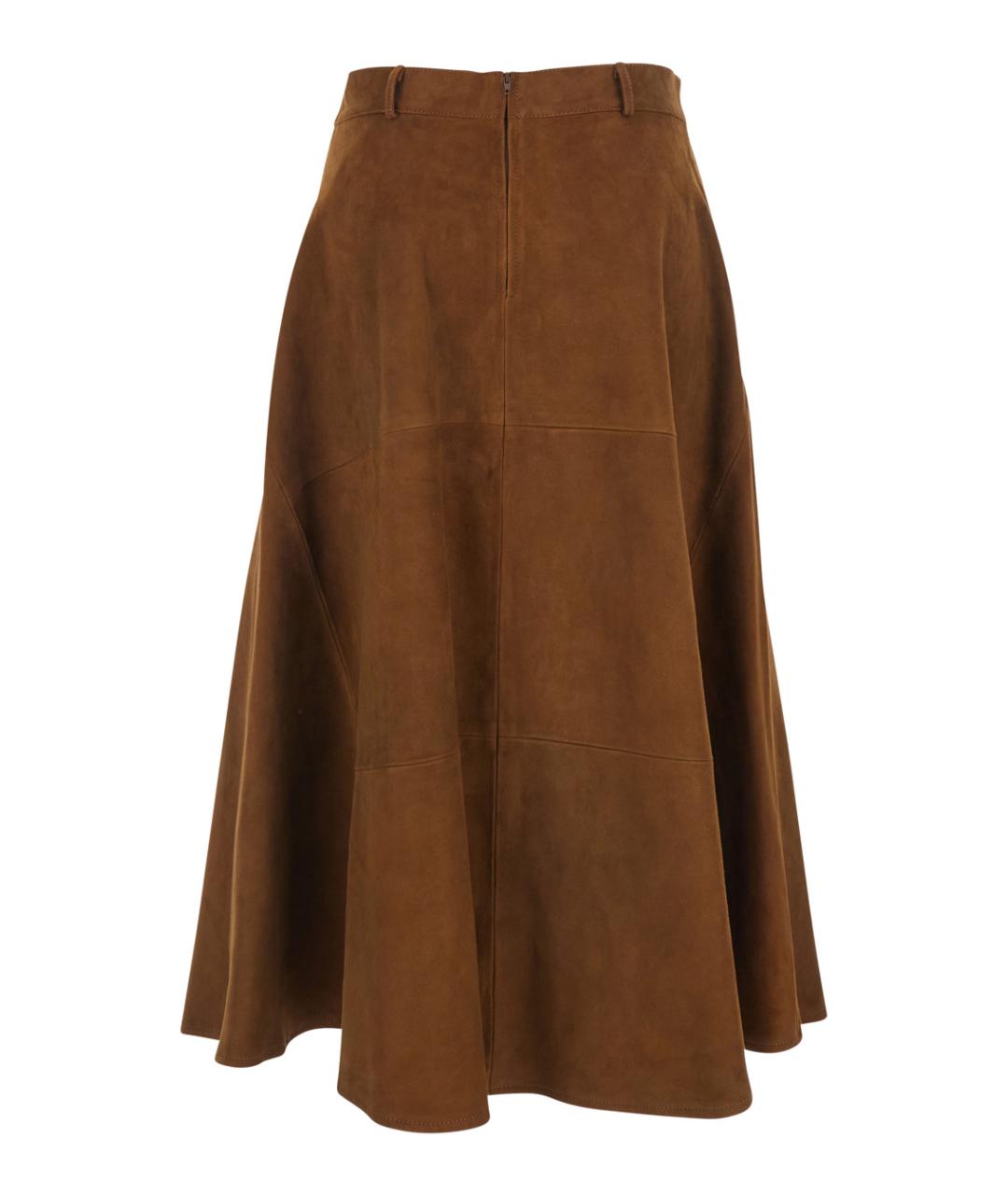 SEMICOUTURE Коричневая замшевая юбка миди, фото 2